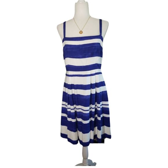 LOFT Dresses & Skirts - Loft Sleeveless Flare Dress A-Line Blue and White Stripes Size 6